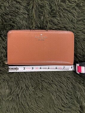 kate spade Rose Brown Zip-Around Wallet with Silver Hardware
